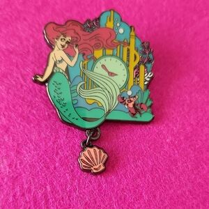 Disney Black Metal Enamel Pin with Dangling Charm